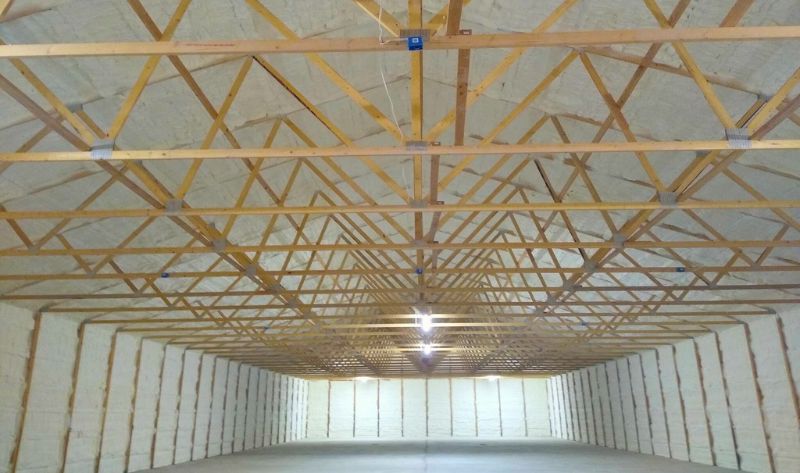 Fresh spray foam insulation install in new residential build.